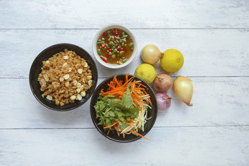 Spicy crispy fish salad Thai style 