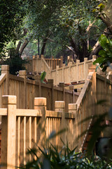 This is a photo of a wooden corridor, was taken in XiaMen, China.