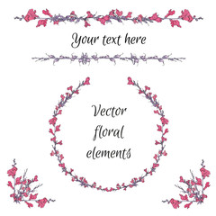 vector floral elements, borders, wreath