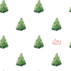 Watercolor christmas tree. Seamless pattern