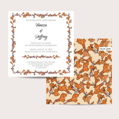 wedding invitation card with abstract floral background