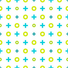 Colorful geometric pattern of noughts and crosses. Seamless background. Geometric seamless pattern.