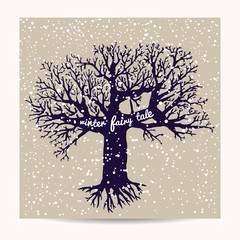 snowflake background. winter tree