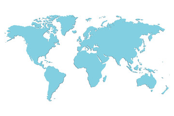 Fototapeta na wymiar Vector blue blank world map.