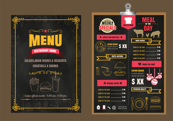 Restaurant Food Menu Design with Chalkboard Background - 108600500