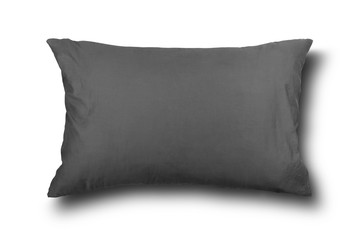 close up of a gray pillow on white background