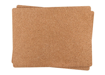 two cork mat isolated on white background
