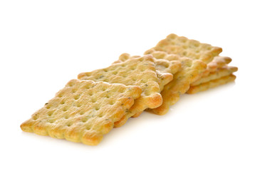 vegetable crackers on white background