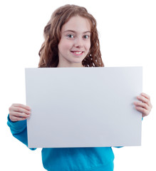 Fototapeta premium Pretty teen girl with blank poster