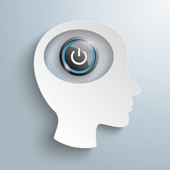 White Paper Head Brain Power Button