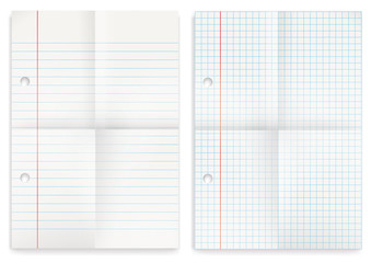 2 Papers Set Squared Feint Ruled Folded