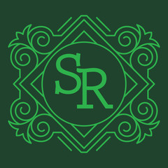 Obraz premium Luxury logo template flourishes calligraphic elegant ornament lines. Business sign, monogram identity for Restaurant, Boutique, Cafe, Hotel, Heraldic, Jewelry, Fashion and other vector illustration