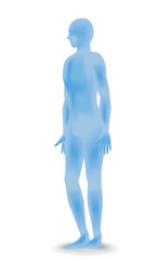 standing human body silhouette, side view, vector illustration