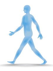 walking human body silhouette, side view, vector illustration
