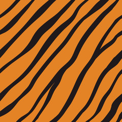 Vector seamless orange tiger fur pattern.