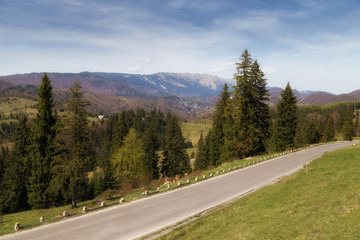 Fototapeta na wymiar Mountain road. Rucar - Bran highway, Romania