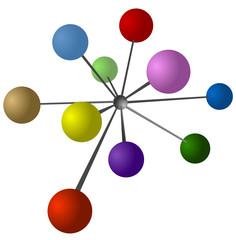 Vector colored balls connected into the centre sphere