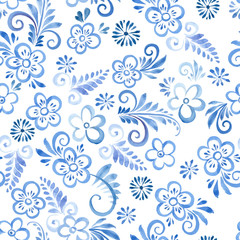 Fototapeta na wymiar watercolor flowers seamless pattern