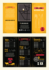 Vintage Restaurant menu design pamphlet vector template chalkboa - 108605926