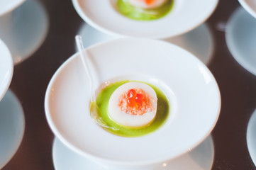 appetizer with caviar and eggs