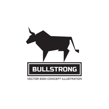 Bull silhouette - vector logo concept illustration. Animal buffalo logo. Taurus minimal illustration. Vector logo template. Design element.
