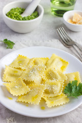 Ravioli with parmesan cheese