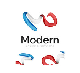 Vector abstract ribbon logo with business card identity design