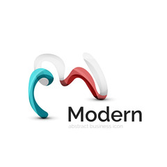 Wave ribbon logo, vector abstract shape