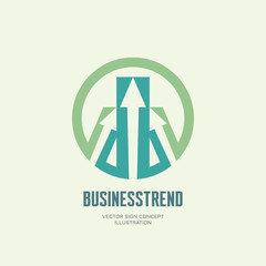 Business trend - abstract business concept illustration. Development logo sign. Arrows in circle shape - vector creative logo. Vector logo template. Design element.