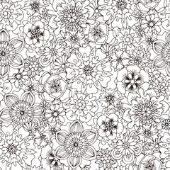 black and white seamless pattern for coloring