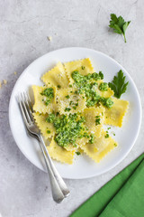 Ravioli with pesto sauce