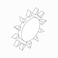 Sun icon, isometric 3d style