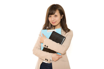 Naklejka premium オフィスで働く若い女性