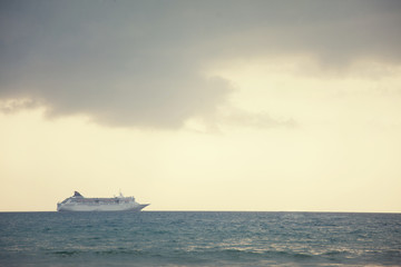 Cruise ship on the horizon Phuket in Thailand