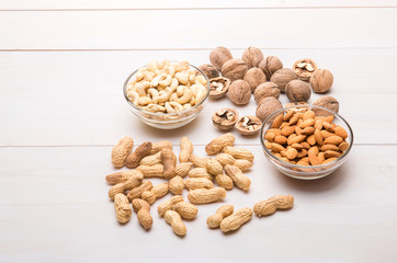 Mixed nuts: peanuts, cashews, almonds, walnuts