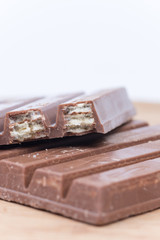Closeup macro shot chocolate wafers