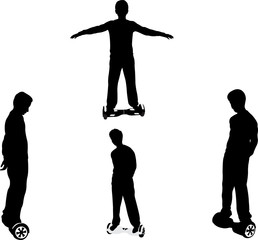 Boy on his hoverboard - vector