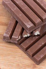 Chocolate bars with copy space over white