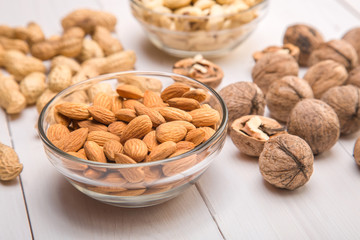 Mixed nuts: peanuts, cashews, almonds, walnuts