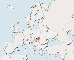 Mappa EU bianca e colore Hungary