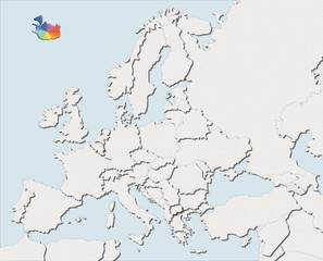 Mappa EU bianca e colore Iceland