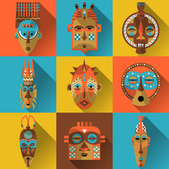 Set of african masks.
