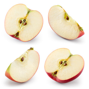 Apple slices isolated on white. Collection. With clipping path