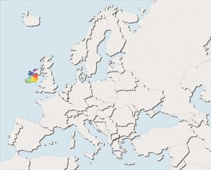 Mappa EU bianca e colore Ireland