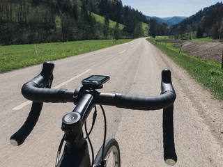 Acrylglasbilder Fahrräder Road Cycling handlebar POV  © kltobias