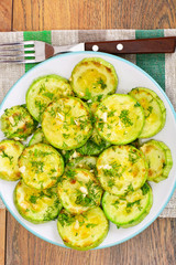 Fried Zucchini with Cheese and Seasoning
