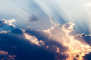 colorful dramatic sky with cloud at sunset