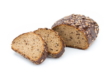 Rye bread isolated on white background.