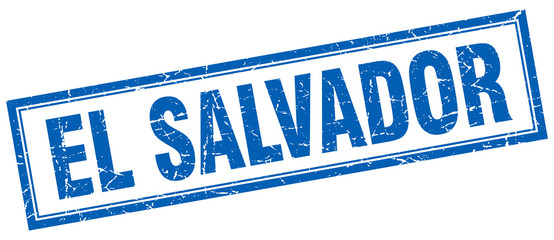 El Salvador blue square grunge stamp on white