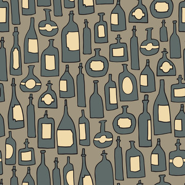 Seamless pattern with bottles.